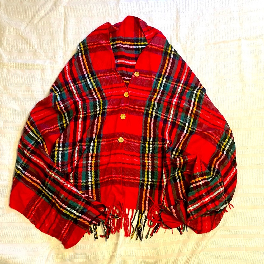 Plaid shawl.